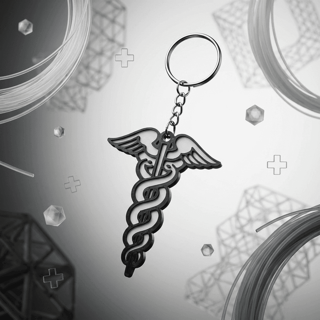Buy Caduceus Medical Keychain - 3D printed keyrings online India