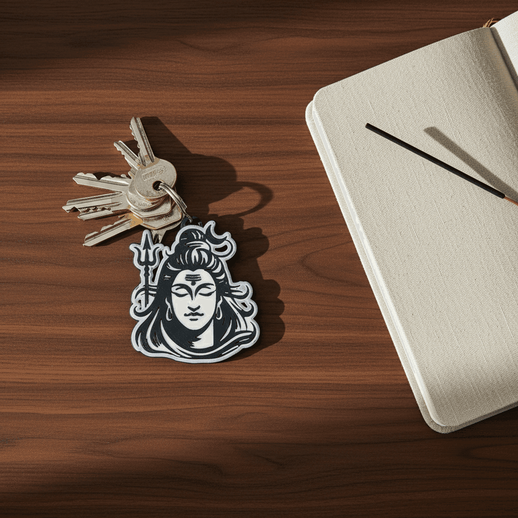 Buy Mahadev Face Keychain - 3D printed keyrings online India