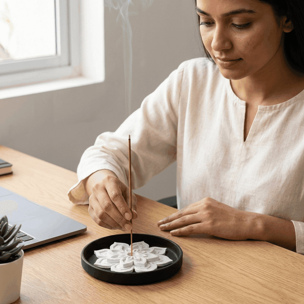 Buy Lotus Incense Holder - 3D printed pooja-decor online India
