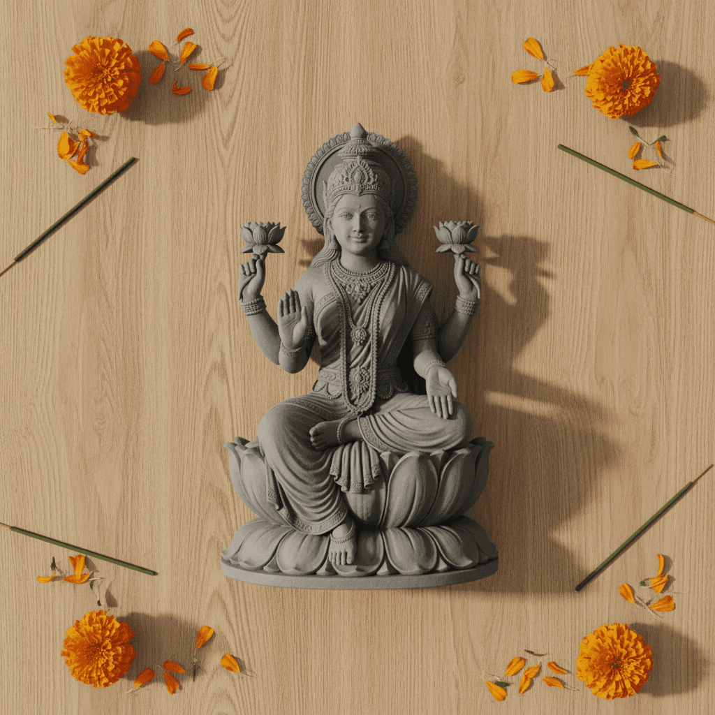 Mahalakshmi Idol on Lotus