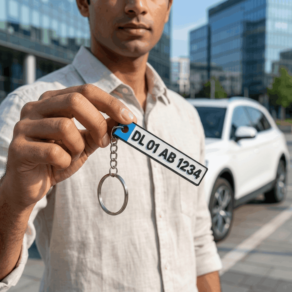 Buy Custom Number Plate Keychain - 3D printed keyrings online India