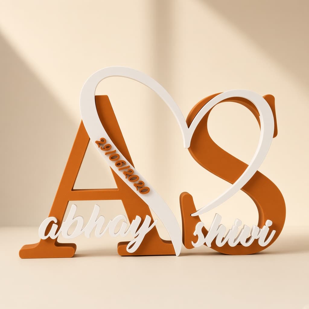 Buy Personalized Couple Initials Heart Sign - 3D printed home-decor online India