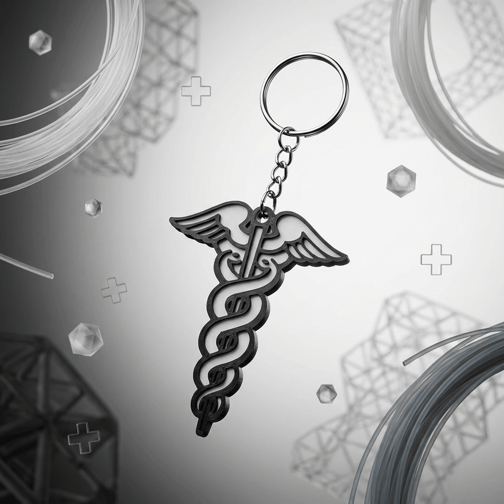 Caduceus Medical Keychain