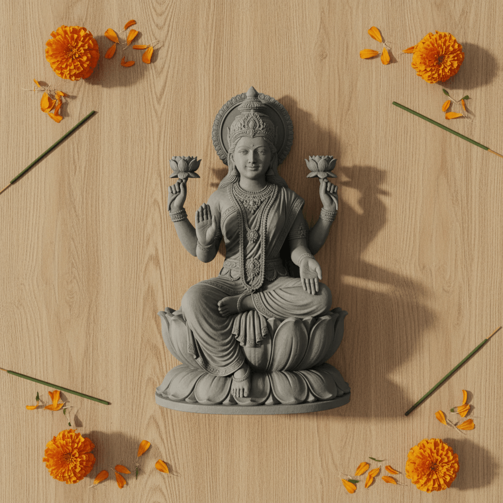 Mahalakshmi Idol on Lotus
